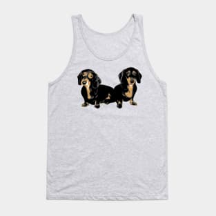 Two Dachshund Puppies Colour Vector Tank Top